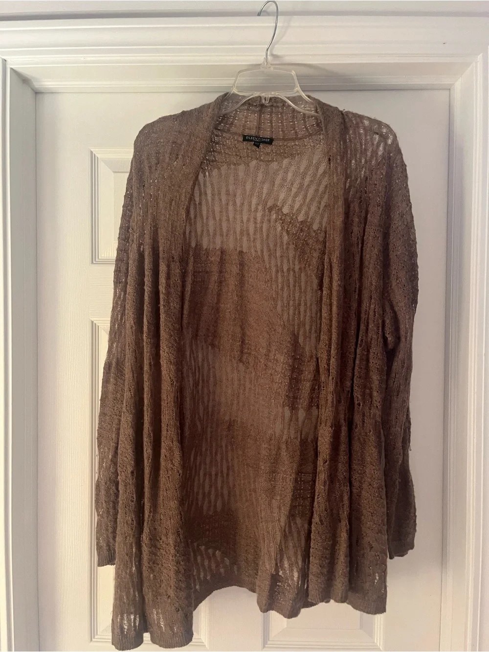 Madison Taupe Open-Weave Lightweight Cardigan